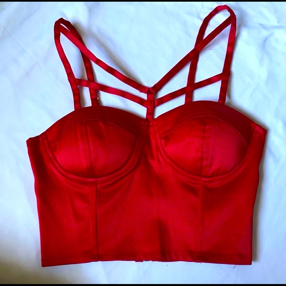 NWT Charlotte Russe Strappy Red Corset
